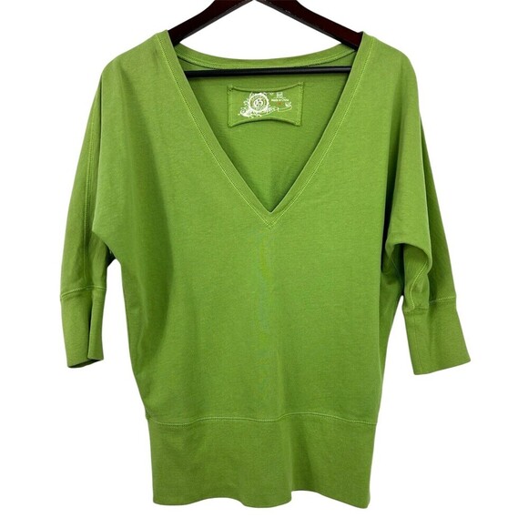 Gap Womens Sweatshirt Top Size M Green 3/4 Sleeve V Neck Cotton Pullover T - Picture 1 of 12